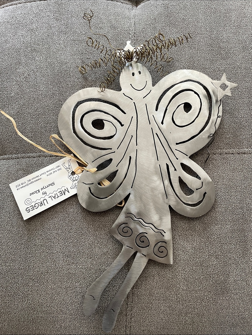 Metal Angel Wall Ornament - Silver Decorative Angel